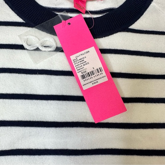 NWT LILLY PULITZER Small True Navy Dasha Fringe Sweater - Picture 3 of 4